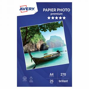 Papier photo brillant Avery - A4 - jet d'encre - 270g - 25 feuilles
