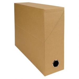 Bo&icirc;te de transfert Exacompta - en carton rigide recouvert de papier toil&eacute; - dos 9 cm - havane