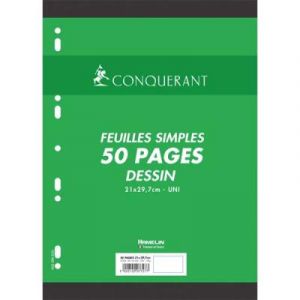 Lot de 25 feuilles (50 pages) mobiles pour le dessin - 21x29,7 cm - 120g - blanc uni