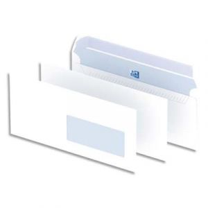 Enveloppes 110x220 Oxford - fen&ecirc;tre 35x100 - blanches - auto-adh&eacute;sives - 90g - bo&icirc;te de 500