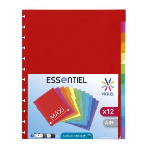 Intercalaires Viquel G&eacute;ode 12 divisions A4 Maxi en polypro - Coloris assortis