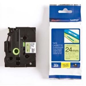 Ruban Brother TZC51 - Ruban noir / jaune fluo - 24mm x 8 m