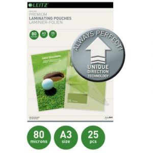 Pochettes de plastification Leitz  A3 iLAM UDT - Transparente - Epaisseur : 80 microns par face - Bo&icirc;te de 25