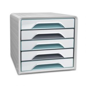 Module de classement 5 tiroirs Cep Smoove - Gris fonc&eacute; - Fa&ccedil;ades gris clair