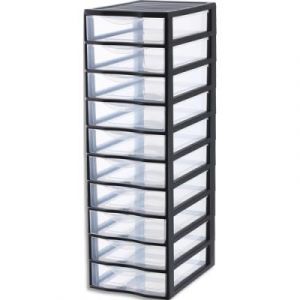 Tour plastique Orgamix Sundis 10 tiroirs 36,5 x h81,5 x 26 cm Syst&egrave;me d'arr&ecirc;t &agrave; l'ouverture