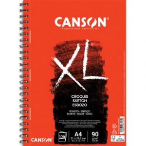 Bloc de 120 feuilles de papier dessin Canson Croquis XL - spirale -  90g - A4