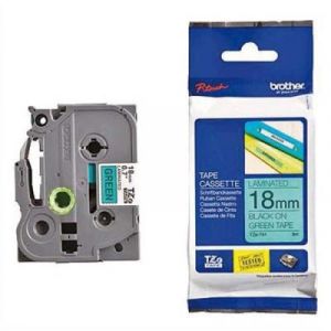 Ruban Brother TZe741 - Ruban lamin&eacute; - noir/vert - rouleau (18 mm x 8 m)