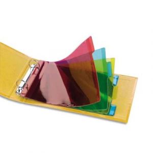 Jeu d'intercalaires pour fiches bristol 4 positions &agrave; onglets format 14.8x21 cm en PVC 15/100e