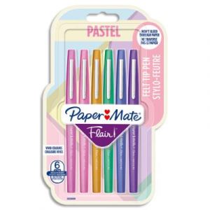 Feutre Papermate flair mettalic pastel - coloris assortis - blister de 6