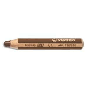 Crayon de couleur Stabilo woody 3in1 multi-surfaces mine extra-large (10 mm) - Terre de Sienne