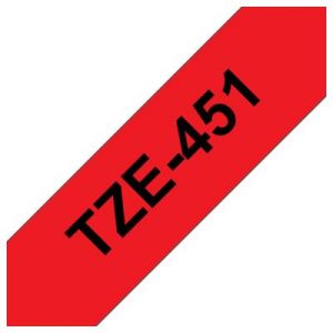 Brother TZe-451 - Adh&eacute;sif standard - Noir sur rouge - Rouleau (2,4 cm x 8 m) 1 cassette(s) ruban lamin&eacute; - pour Brother PT-D600; P-Touch PT-3600, D800, E550, E800, P750, P900, P950; P-Touch EDGE PT-P750