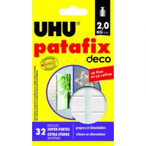Etui de 32 pastilles UHU Patafix blanches Home D&eacute;co - r&eacute;sistance 2kg
