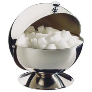 APS Sucrier boule &agrave; couvercle coulissant, acier inoxydable