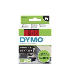 Ruban titreuse D1 Dymo S0720720 - &eacute;criture Noir / fond Rouge -  9mm x 7m