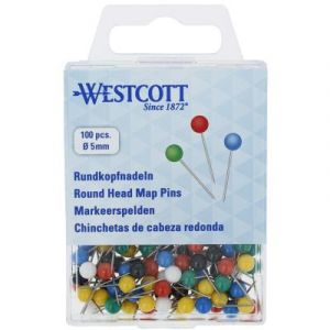 WESTCOTT &Eacute;pingle &agrave; t&ecirc;te ronde, taille 5, blanc