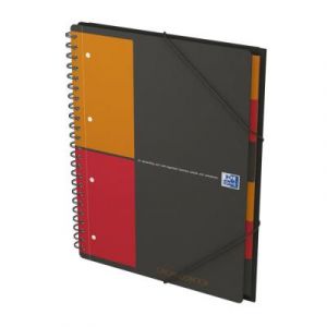 Cahier trieur Oxford Organiserbook - reliure spirales - A4+ - 180 pages - petits carreaux - feuilles perfor&eacute;es d&eacute;tachables - trieur 6 touches