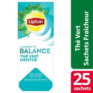 Th&eacute; vert go&ucirc;t menthe Lipton - bo&icirc;te de 25 sachets