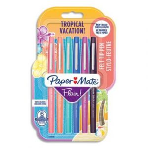 Stylos feutre Papermate Flair - tropical - pochette de 6