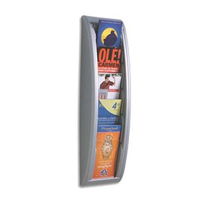 Pr&eacute;sentoir mural alu Quick Fit System - 5 cases - pour format 1/3 de A4
