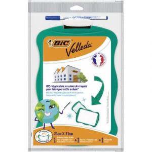 Ardoise effa&ccedil;able BIC &agrave; Sec Velleda recycl&eacute;e double face 21x31 cm avec feutre et effacette - Cadre vert