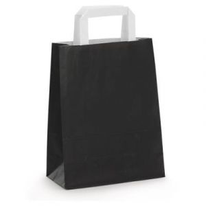 Sac kraft lumière noir à poignées plates 22 x 28 x 10 cm