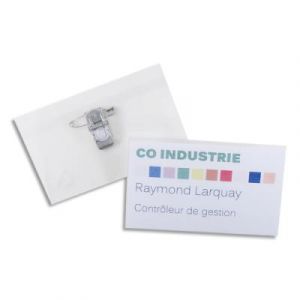 Badge transparent pince + épingle - format horizontal 5,4 x 9 cm - boite de 50
