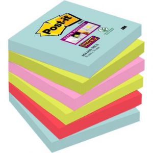 Post-It Super Sticky collection Miami - 76 x 76 mm de 90 feuilles - lot de 6