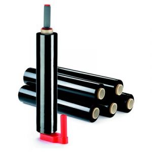 Kit de 6 bobines de film emballage &eacute;tirable cast Raja - 17 microns - 45 cm x 300 m + 1 d&eacute;rouleur manuel offert - noir