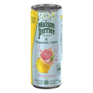 Eau minérale gazeuse aux jus de Citron et de Goyave Perrier & Juice - Canette slim 33 cl - Lot de 24