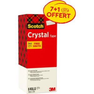 Ruban adh&eacute;sif transparent Scotch Crystal 600 - 19 mm x 33 m - tour de 8 rouleaux