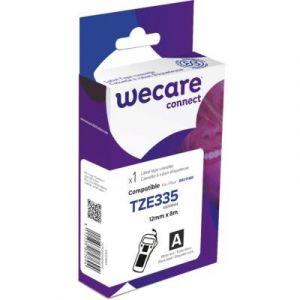Ruban 12 mm Wecare compatible Brother TZE335 &eacute;criture noire sur fond blanc