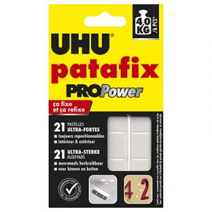 Pastilles adh&eacute;sives repositionnables - Uhu Patafix PROPower - ultra-fortes - int&eacute;rieur et ext&eacute;rieur - blanche