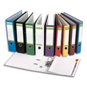 Classeur à levier Pergamy - en papier recyclé intérieur/extérieur - dos 8 cm - A4 - coloris assortis std