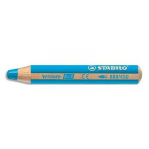 Crayon de couleur Stabilo woody 3in1 multi-surfaces mine extra-large (10 mm) - Cyan