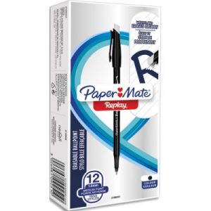 Stylo-Bille Effa&ccedil;able Papermate - Replay - Pointe Moyenne - Noir - vendu &agrave; l'unit&eacute;