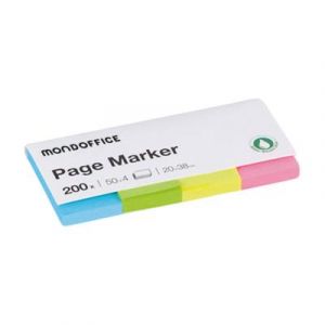 Set de 4 x 50 index marque-pages Mondoffice - standards 2 x 3,8 cm - coloris assortis n&eacute;on