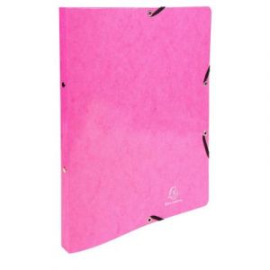 Classeur &agrave; anneaux et &eacute;lastiques Exacompta 2 anneaux 15 mm A4 140 feuilles 320 x 250 mm Carton comprim&eacute; avec polypropyl&egrave;ne rose
