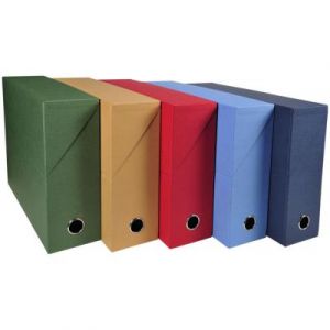 Bo&icirc;te de transfert Exacompta - en carton rigide recouvert de papier toil&eacute; - dos 9 cm - coloris assortis