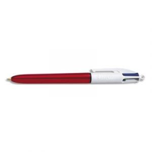 Stylo Bic 4 couleurs Shine - corps m&eacute;tallique Rouge