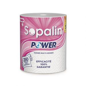 Essuie-tout Sopalin Power maxi bobine de 250&nbsp;feuilles gaufr&eacute;es blanches