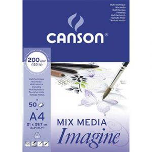 Bloc de 50 feuilles de papier dessin Canson Imagine - 200g - A4 - blanc