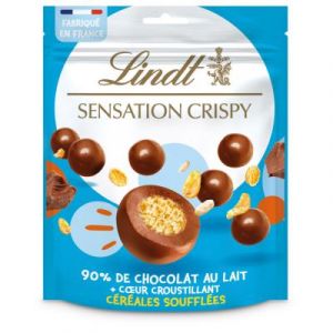 Sachet de billes Chocolat au lait LINDT c&oelig;ur c&eacute;r&eacute;ales soufl&eacute;es - Sensation Crispy  - 140 g