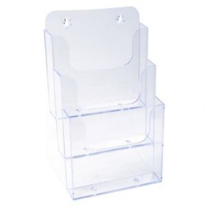 Pr&eacute;sentoir de table vertical de prospectus Exacompta Cristal - 3 compartiments A5 - Transparent