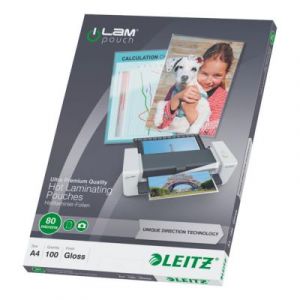 Pochette de plastification Leitz iLAM A4 UDT - transparente - 80 &micro; - paquet 100 unit&eacute;s