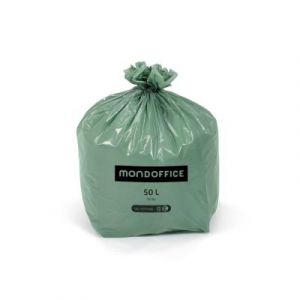 Sacs poubelle Mondoffice &eacute;cologique 100% recycl&eacute; 50L Vert -  Lot de 250 sacs