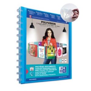 Prot&egrave;ge-documents en polypropyl&egrave;ne Elba &agrave; pochettes amovibles Vario Zip - 40 vues - bleu