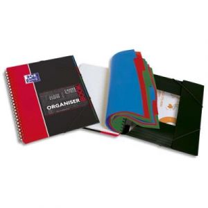 Cahier trieur Oxford Organiserbook - spiral&eacute; - couverture polypro - 160 pages - 5x5 - 24,5 x 31 cm
