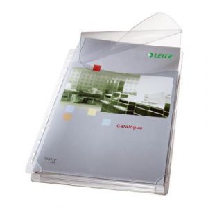 Pochettes-plan perfor&eacute;es Leitz - PVC 17/100e - soufflet 2 cm - A4 - sachet de 5