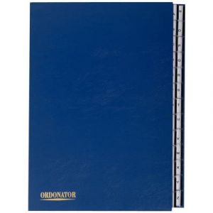 Trieur alphab&eacute;tique 26 compartiments bleu couverture rigide plastifi&eacute;e onglets en plastique