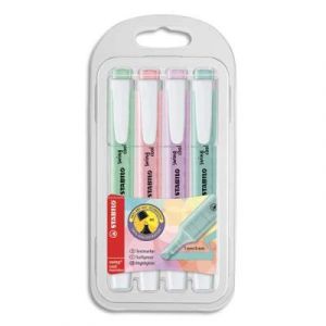 Surligneurs Stabilo Swing Cool Pastel Edition - pointe biseaut&eacute;e - trac&eacute; 1-4mm - coloris assortis - pochette de 4